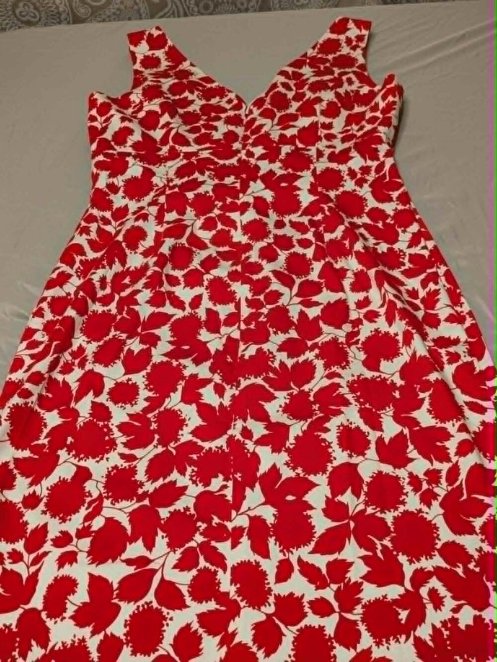 Donna Ricco New York Red White Floral Sleeveless Dress Womens 12 Petite Stretch
